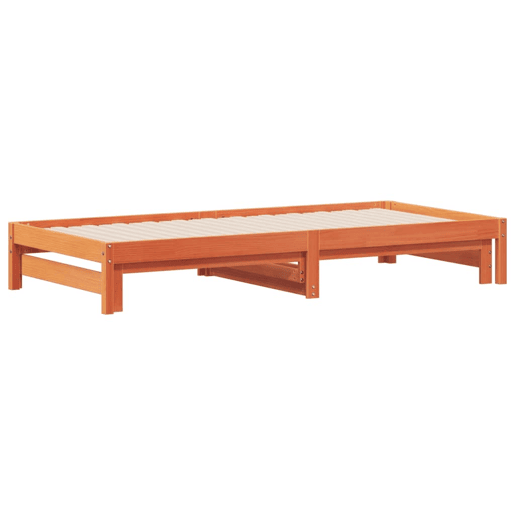 Sofá-cama, Sofá conversível com gavetão 90x190 cm madeira de pinho castanho cera