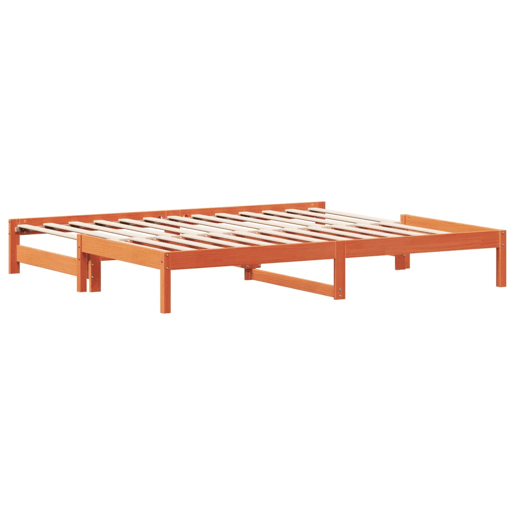 Sofá-cama, Sofá conversível com gavetão 90x190 cm madeira de pinho castanho cera