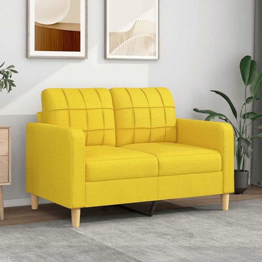Sofá de 2 lugares - Sofá fixo 120 cm tecido amarelo-claro