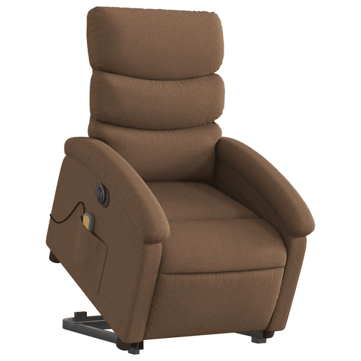 Poltrona elétrica elevatória massagens - Poltrona relax tecido castanho