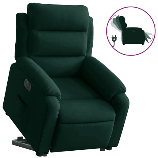 Poltrona reclinável - Poltrona relax elétrica veludo verde-escuro