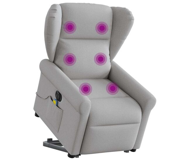 Sillón de masaje eléctrico reclinable - sillón relax elevable tela gris nube