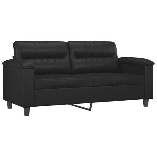 Sofá de 2 lugares - Sofá fixo 140 cm couro artificial preto