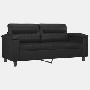 Sofá de 2 lugares - Sofá fixo 140 cm couro artificial preto