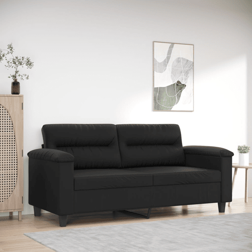 Sofá de 2 lugares - Sofá fixo 140 cm couro artificial preto