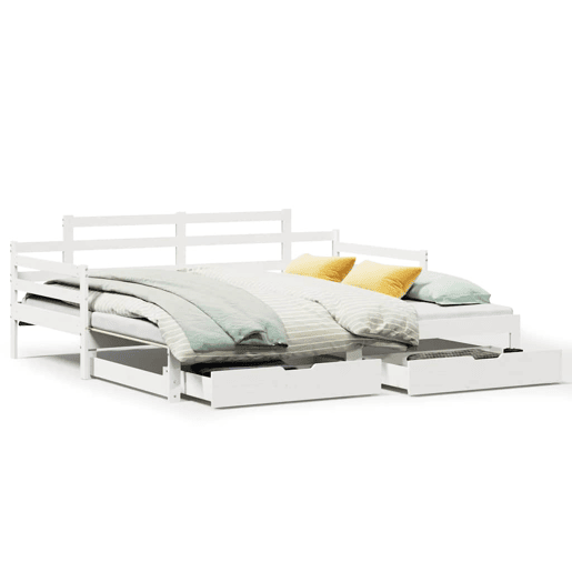 Sofá-cama, Sofá conversível com gavetão e gavetas sem colchão 90x200 cm branco