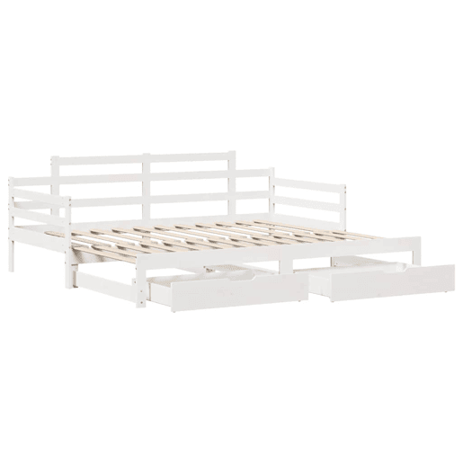 Sofá-cama, Sofá conversível com gavetão e gavetas sem colchão 90x200 cm branco