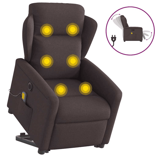 Poltrona elétrica massagens - Poltrona relax tecido castanho-escuro