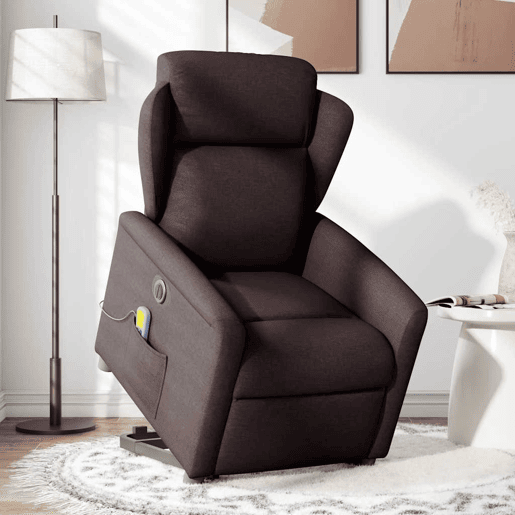Poltrona elétrica massagens - Poltrona relax tecido castanho-escuro