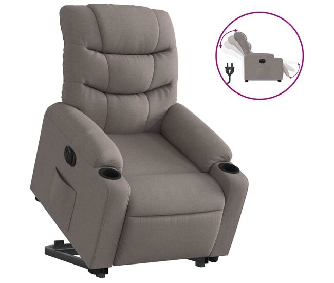 Sillón eléctrico reclinable elevable - sillón relax de tela gris taupe