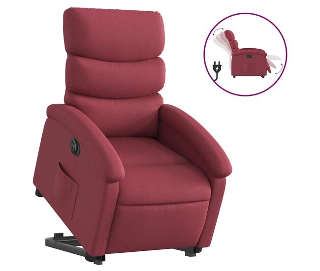 Sillón eléctrico reclinable elevable - sillón relax de tela rojo tinto
