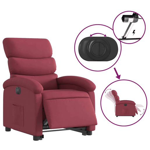 Poltrona reclinável - Poltrona relax elétrica tecido vermelho-tinto