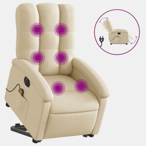 Poltrona elétrica elevatória massagens - Poltrona relax tecido creme