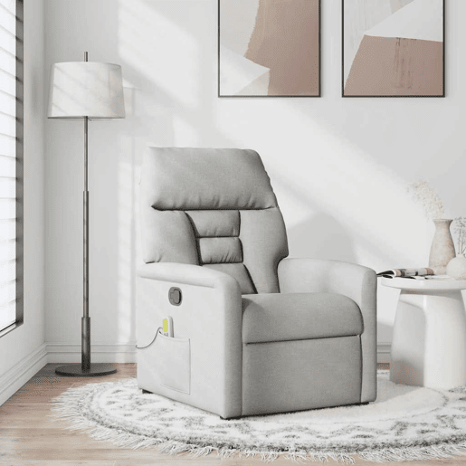 Cadeira de massagem reclinável - Poltrona relax tecido cinzento Cadeira de massagem reclinável - Poltrona relax tecido cinzento