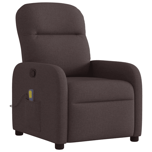 Poltrona de massagens reclinável - Poltrona relax tecido castanho-escuro Poltrona de massagens reclinável - Poltrona relax tecido castanho-escuro