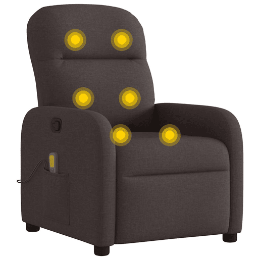 Poltrona de massagens reclinável - Poltrona relax tecido castanho-escuro Poltrona de massagens reclinável - Poltrona relax tecido castanho-escuro