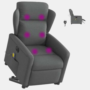 Poltrona elétrica elevatória massagens - Poltrona relax tecido cinzento-escuro