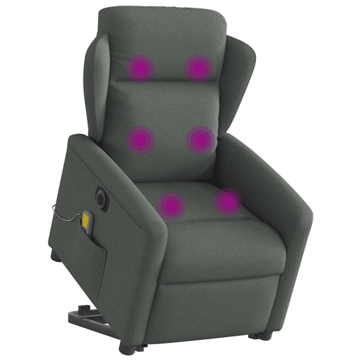 Poltrona elétrica elevatória massagens - Poltrona relax tecido cinzento-escuro