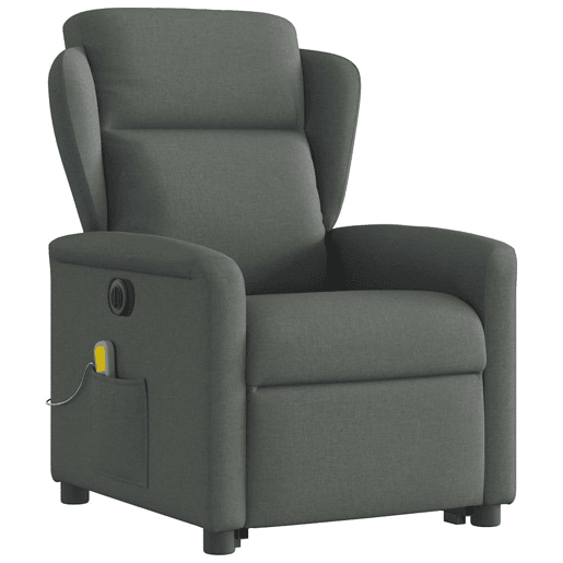 Poltrona elétrica elevatória massagens - Poltrona relax tecido cinzento-escuro