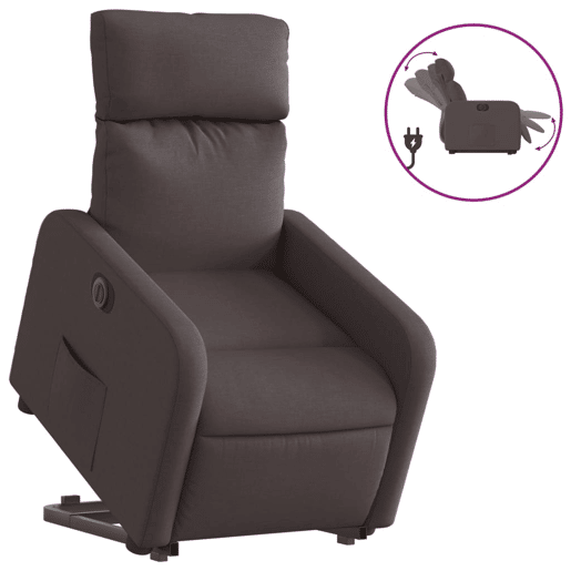 Poltrona reclinável - Poltrona relax elétrica tecido castanho-escuro