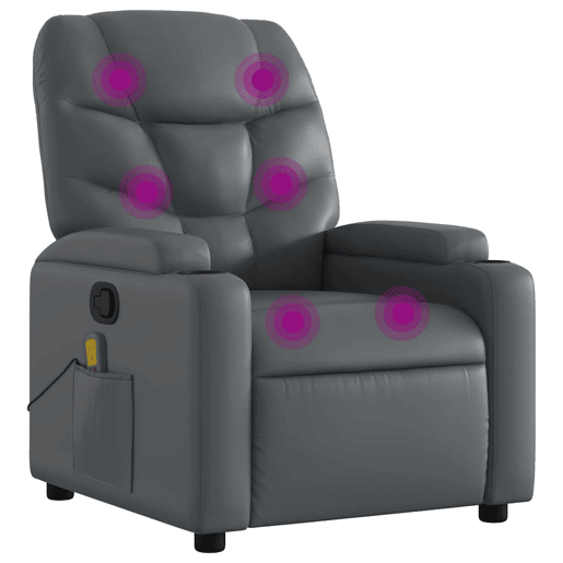 Poltrona de massagens reclinável - Poltrona relax couro artificial cinzento