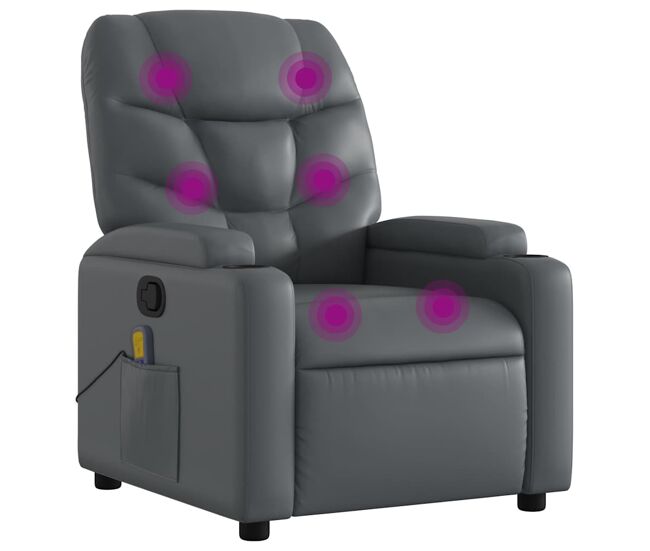 Sillón de masaje reclinable - sillón relax cuero sintético gris