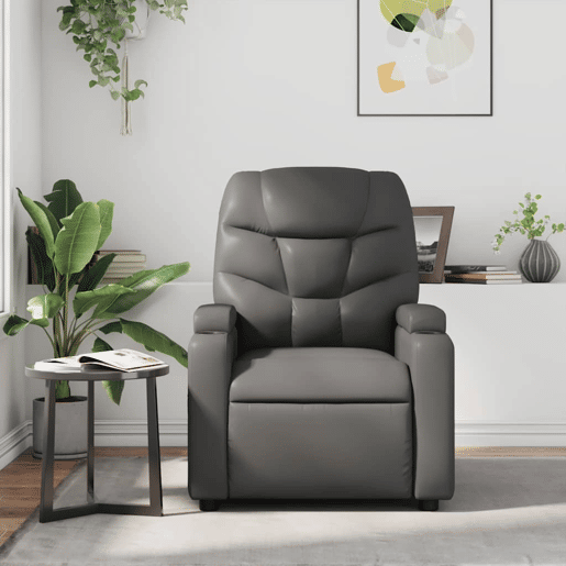 Poltrona de massagens reclinável - Poltrona relax couro artificial cinzento