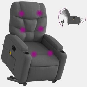 Poltrona elétrica elevatória massagens - Poltrona relax tecido cinzento-escuro