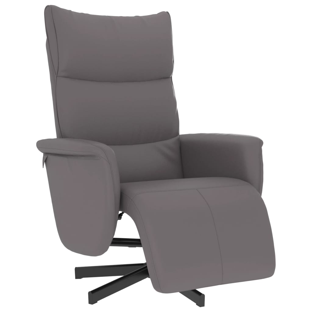 Sillón reclinable - sillón relax con reposapiés cuero sintético gris