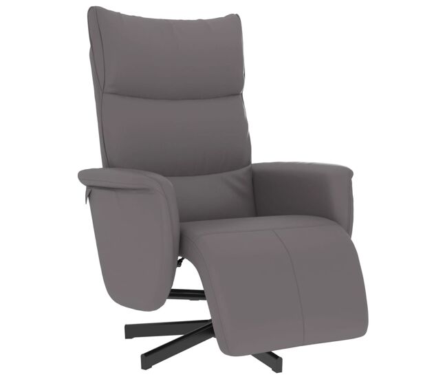 Sillón reclinable - sillón relax con reposapiés cuero sintético gris