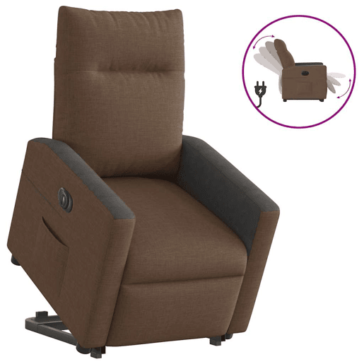 Poltrona reclinável - Poltrona relax elétrica tecido castanho