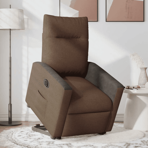 Poltrona reclinável - Poltrona relax elétrica tecido castanho