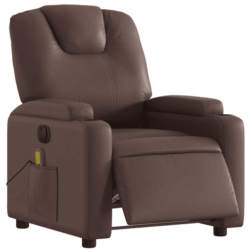 Poltrona massagens reclinável - Poltrona relax elétrica couro artif. castanho