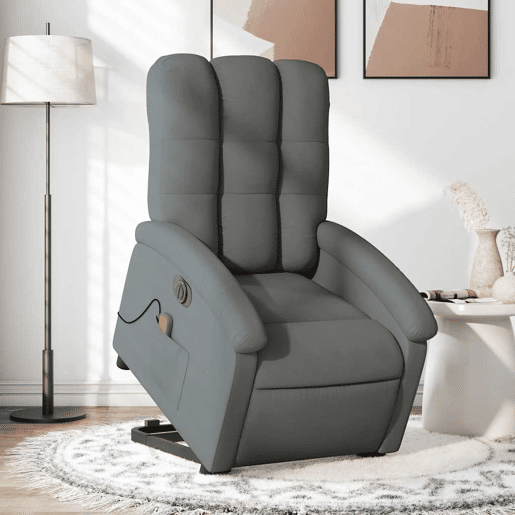 Poltrona elétrica elevatória massagens - Poltrona relax tecido cinzento-escuro