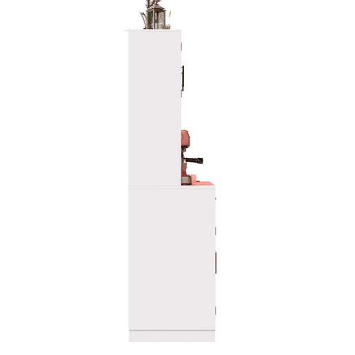 Armário lateral 110x38x180 cm - Estilo rústico, 5 portas, com LED e tomada - Branco