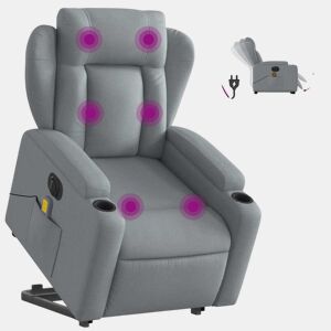 Poltrona elétrica reclinável massagens - Poltrona relax tecido cinzento-claro