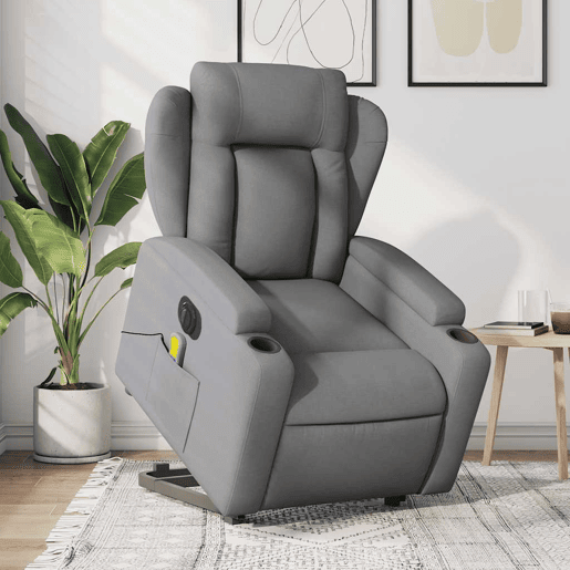 Poltrona elétrica reclinável massagens - Poltrona relax tecido cinzento-claro