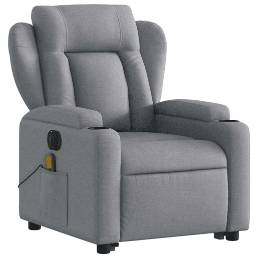 Poltrona elétrica reclinável massagens - Poltrona relax tecido cinzento-claro
