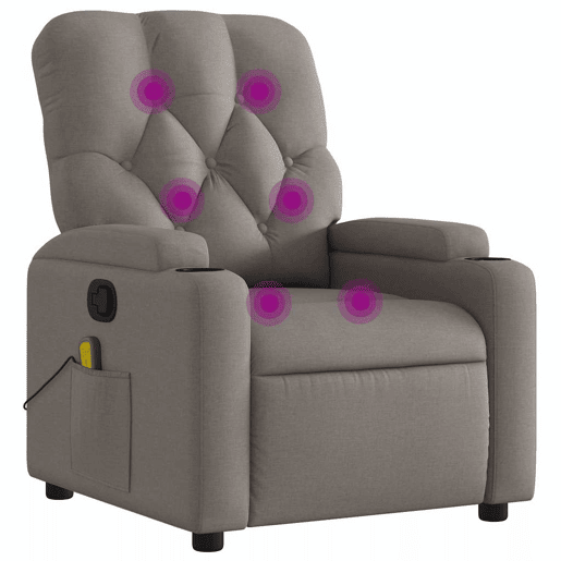 Poltrona de massagens reclinável - Poltrona relax tecido cinzento-acastanhado