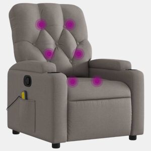 Poltrona de massagens reclinável - Poltrona relax tecido cinzento-acastanhado