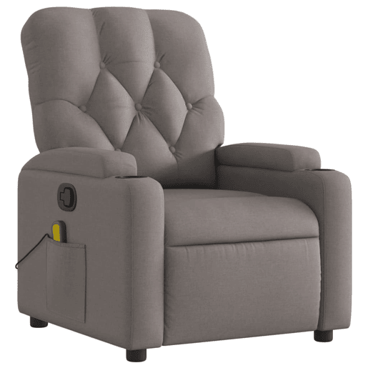 Poltrona de massagens reclinável - Poltrona relax tecido cinzento-acastanhado