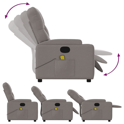 Poltrona de massagens reclinável - Poltrona relax tecido cinzento-acastanhado