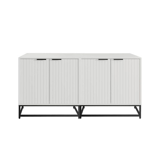Aparador 160x40x80 cm - 2 portas, metal, pernas com estrutura - Branco