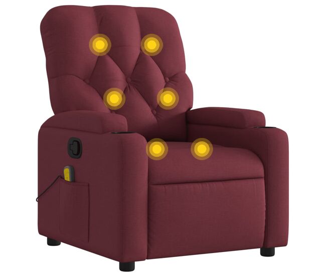 Sillón de masaje reclinable - sillón relax de tela color vino tinto