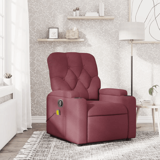 Poltrona de massagens reclinável - Poltrona relax tecido vermelho tinto