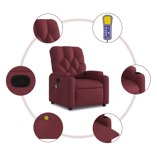Poltrona de massagens reclinável - Poltrona relax tecido vermelho tinto