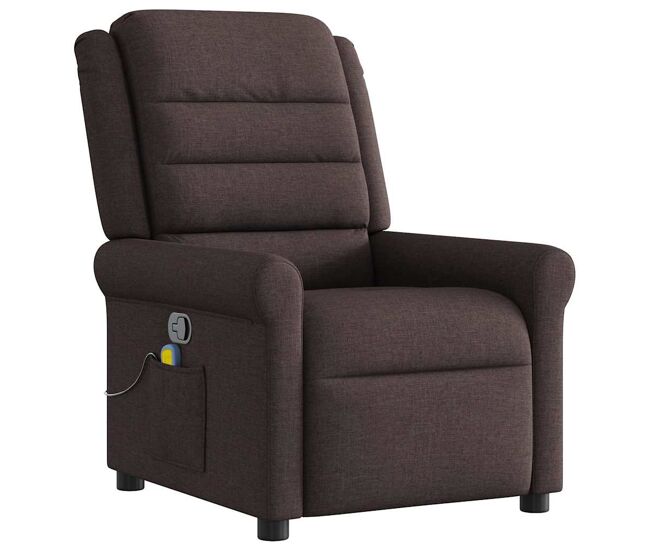 Sillón de masaje reclinable - sillón relax de tela marrón oscuro