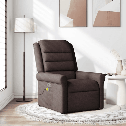 Poltrona de massagens reclinável - Poltrona relax tecido castanho-escuro