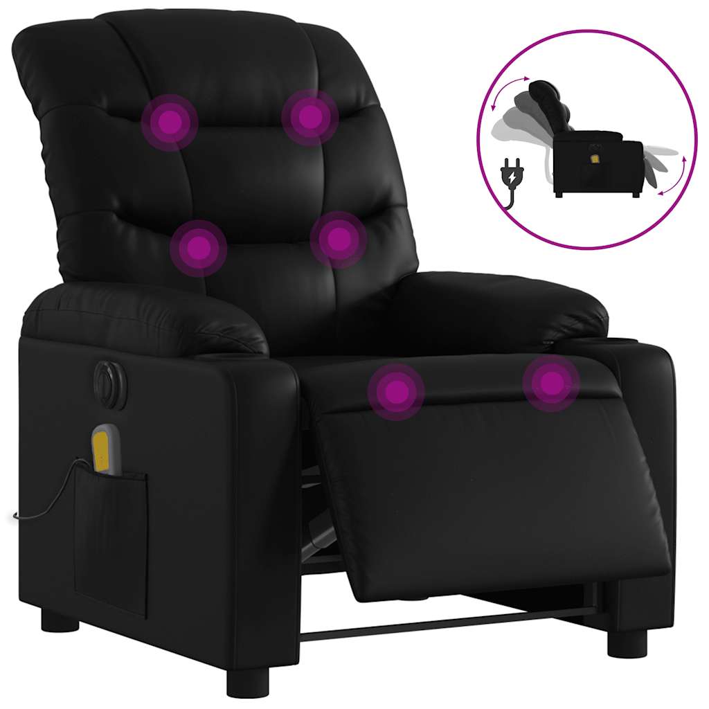 Sillón de masaje reclinable - sillón relax eléctrico cuero sintético negro
