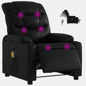 Poltrona massagens reclinável - Poltrona relax elétrica couro artificial preto